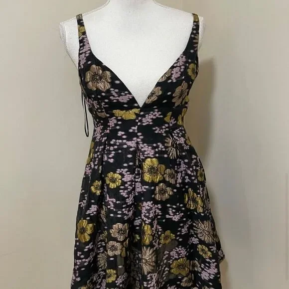 Anthropologie Women's Jacquard Floral A-Line Flare Mini Dress Size 16W  NWT(NWT
